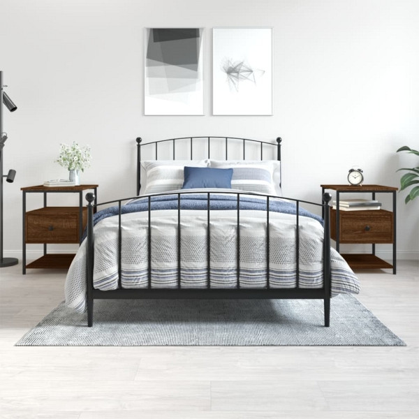 vidaXL Nachttische 2 Stück Braun Eichen-Optik 40x42x56 cm Holzwerkstoff, 826032