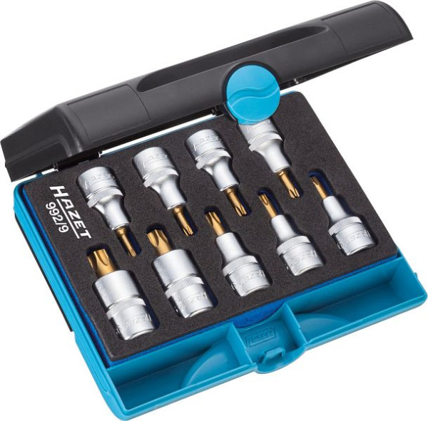 Hazet Schraubendreher-Steckschlüsseleinsatz Satz TORX®, Vierkant hohl 12,5 mm, Innen TORX® Profil, T20 - T60, Anzahl Werkzeuge: 9, 992/9