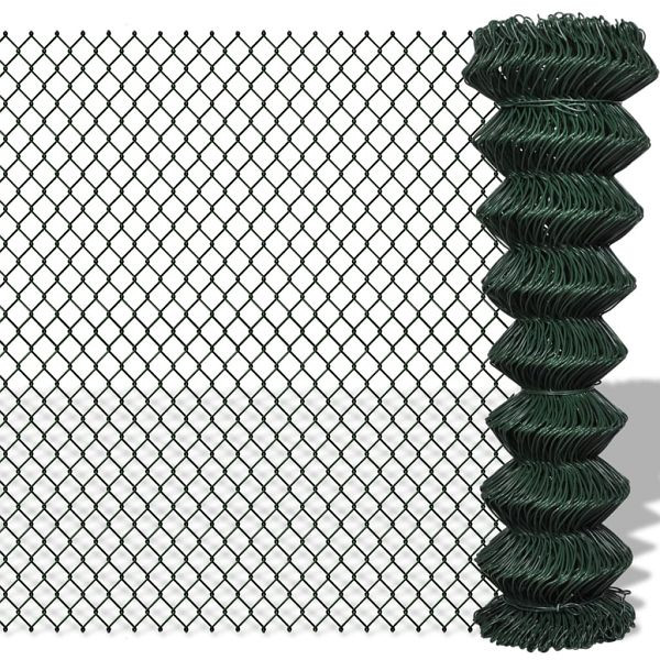 vidaXL Maschendrahtzaun Stahl 1,5x25 m Grün, PVC, 140351