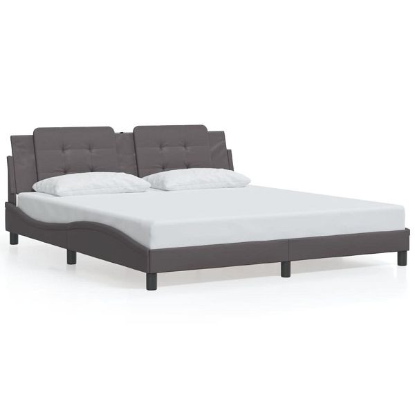 vidaXL Bettgestell mit LED Grau 180x200 cm Kunstleder, 3214127