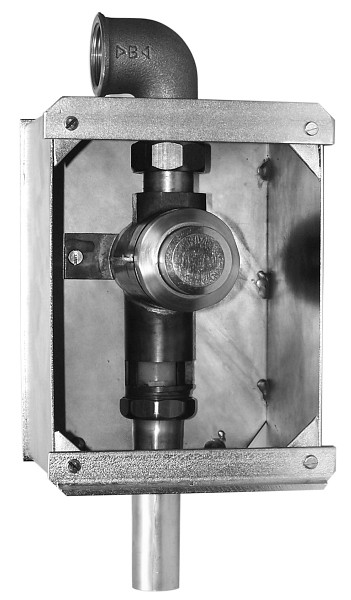 Benkiser WC-Wandeinbau-Druckspüler (DN20) 3/4" Anschlussgewinde, mit Einbaukasten, auto Regulierung des Spülstroms, ohne Betätigungsplatte, 8952034