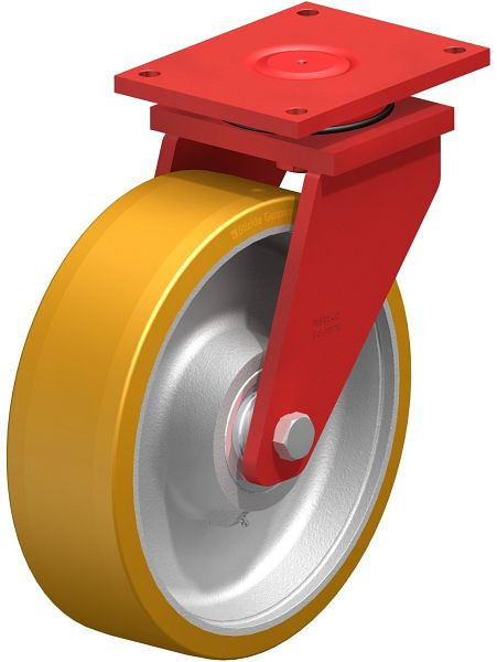 Blickle LS-GTH 406K Stahlgeschweißte Schwerlast-Lenkrolle, schwere Drehkranz-Ausführung, Blickle Extrathane®, Hellbraun, 486894