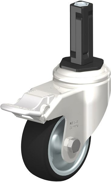 Blickle LKRXA-PATH 80G-11-FI-EXV12 Edelstahl-Apparate-Lenkrolle mit Expander & Feststeller, Thermoplastisches Polyurethan, Grau, 853390