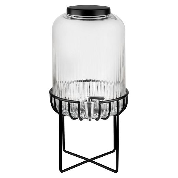 APS Getränkespender -URBAN-, Ø 22 x 45 cm, Behälter aus Glas, Zapfhahn aus Edelstahl, Gestell aus Metall, Antirutschmatte aus Silikon, 7 Liter, 10451