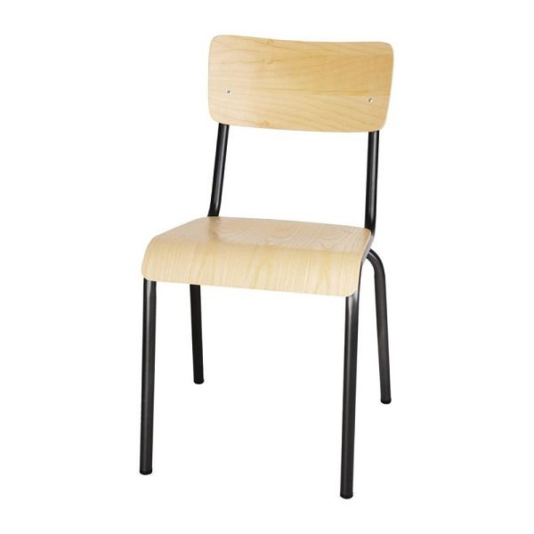 Bolero Cantina Stühle mit Sitz und Rückenlehne aus Holz in Metallic-Grau (4 Stück), FB942