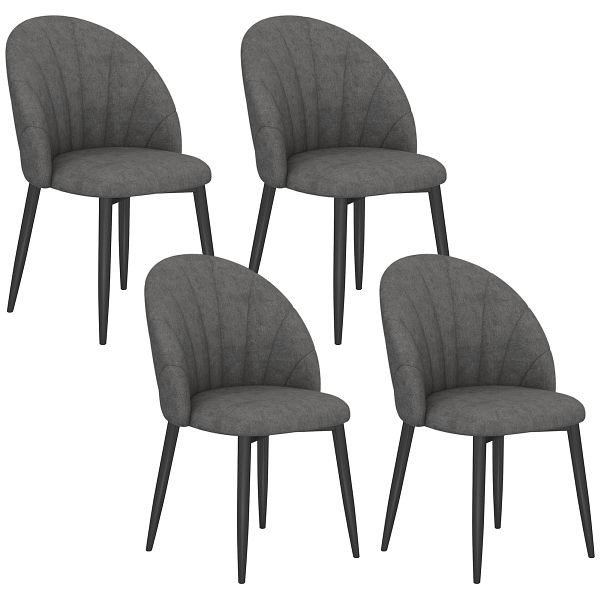 HOMCOM 4er-Set Esszimmerstühle, Küchenstühle in Samtoptik, Stahlbeine, armlos, Grau, 83A-212V02CG