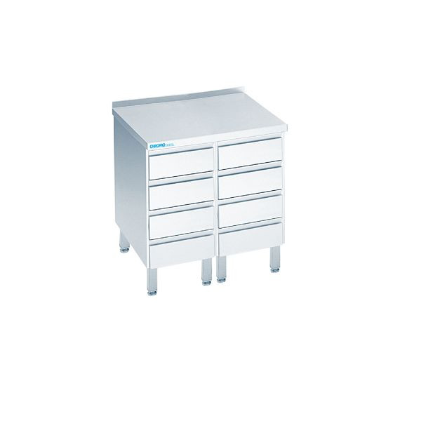 CHROMOnorm Schubladenblock mit 8 Schubladen, Tiefe 700mm Länge 800mm, Tischplatte hinten auf, S40708C0000