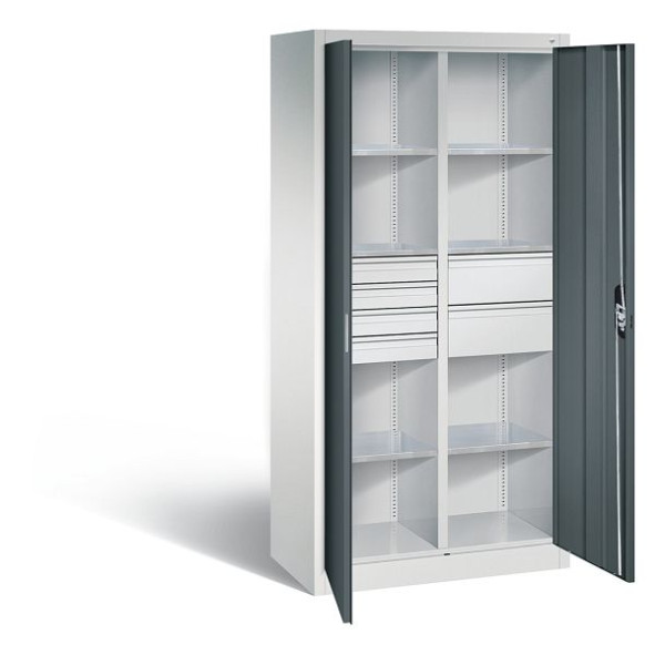 C+P Werkzeugschrank Acurado, H1950xB930xT500mm, Farbe: Lichtgrau / Anthrazitgrau, Muldengriff, 8921-3041 S10189