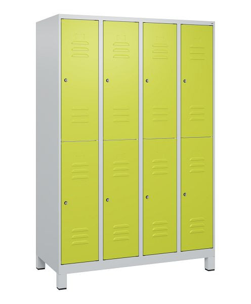 C+P Doppelstöckiger Spind Classic PLUS, Füße, 4 Abteile, 1800x1200x500mm, 7035/0024, Zylinderschlösser, 0803107-40 S10025