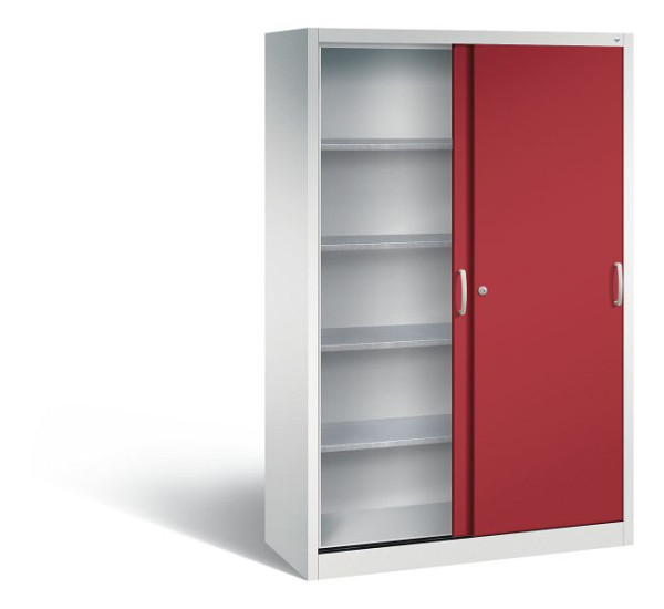 C+P Schiebetürenschrank Acurado, H1950xB1200xT500mm, Farbe: Lichtgrau / Rubinrot, Bügelgriff, 2059-00 S10093