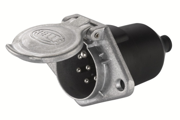 HELLA Steckdose, 24V, 7-polig, Stecker: Flachstecker, Metall, DIN/ISO: 1185, 8JB 003 833-031