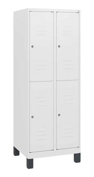 C+P Doppelstöckiger Spind Classic PLUS, Füße, 2 Abteile, 1630x600x500mm, 9016/9016, Zylinderschlösser, 0803105-20 S10044