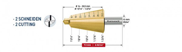 Karnasch Blechschälbohrer HSS-XE TIN d=16-30,5mm, 210038