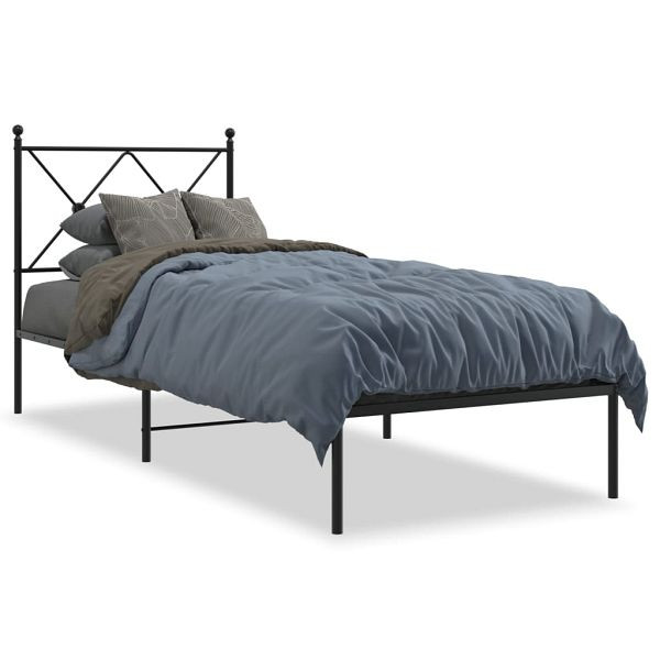 vidaXL Bettgestell mit Kopfteil Metall Schwarz 80x200 cm, 376493