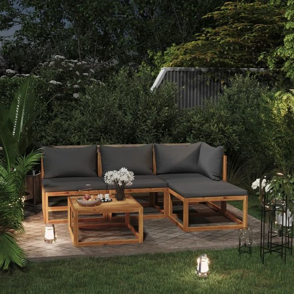 vidaXL 5-teilig Garten-Lounge-Set mit Auflagen Massivholz Akazie, 3057602