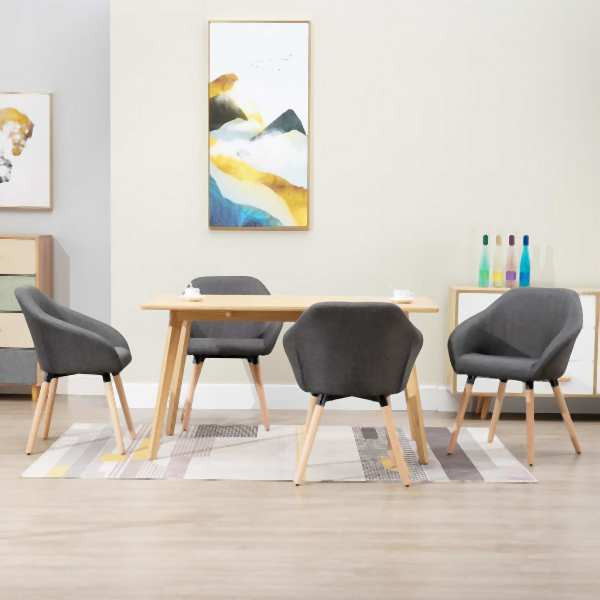 vidaXL Esszimmerstühle 4 Stück Dunkelgrau Stoff, Massivholz, 278408