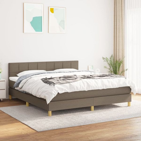 vidaXL Boxspringbett mit Matratze Taupe 180x200 cm Stoff, 3140637
