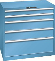 LISTA Schubladenschrank 54x36E (BxTxH) 1023x725x1000mm AUTO Lock, Lichtblau, 5 Schubladen, Traglast Schubladen 75 - 200 kg, 79.390.010.A