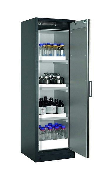 asecos Sicherheitsschrank Q-CLASSIC-90, Q90.195.060.R in Silber mit 3x Wannenboden Standard (Polypropylen), 30073-049-33417
