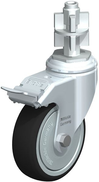 Blickle LKRA-PATH 101K-11-FI-FK-E17 Apparate-Lenkrolle mit Expander & Feststeller, Thermoplastisches Polyurethan, Grau, 848805