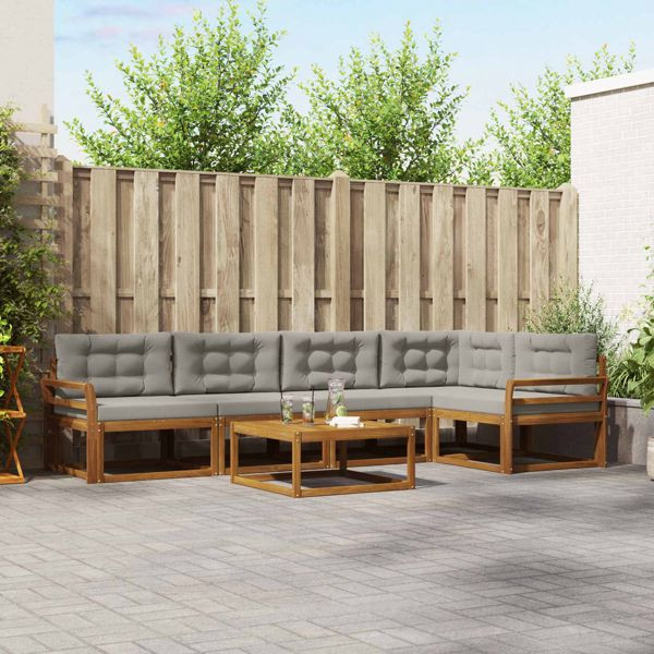 vidaXL Outdoor-Sofagarnitur mit Kissen 6-teilig Natürlich und Hellgrau, 3367614