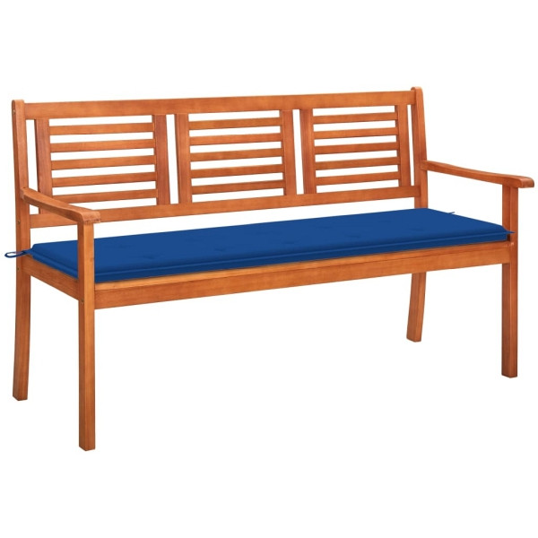 vidaXL 3-Sitzer-Gartenbank mit Auflage 150 cm Massivholz Eukalyptus, 3061006