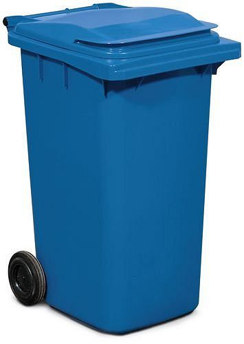 DENIOS Fahrbare Großmülltonne aus Kunststoff, 240 Liter Volumen, blau, 116202