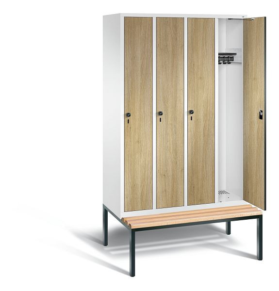 C+P Garderobenschrank Evolo, H2090xB1190xT815mm, Farbe: Verkehrsweiß / Dekor Eiche Sereno, 48050-40 S10639