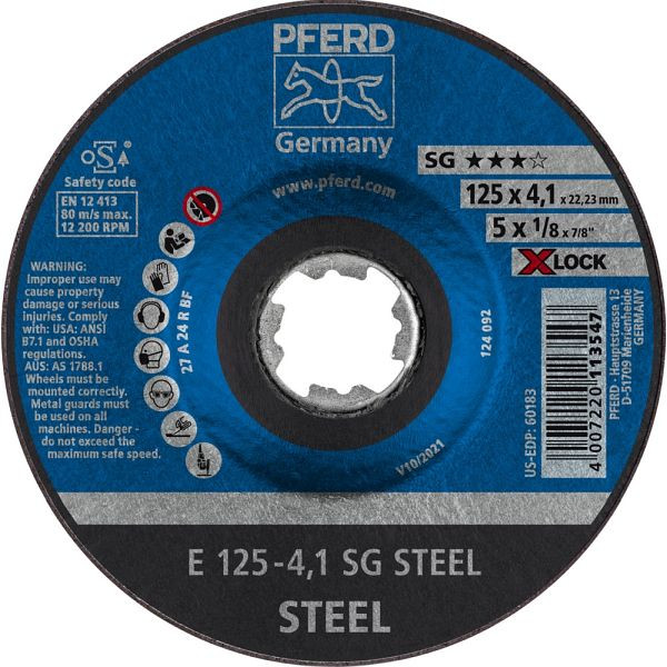 Pferd Schruppscheibe E 125-4,1 SG STEEL/X-LOCK, VE: 10 Stück, 62211125