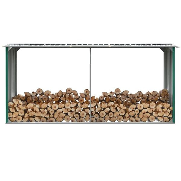 vidaXL Brennholzlager Verzinkter Stahl 330 x 92 x 153 cm Grün, 47086