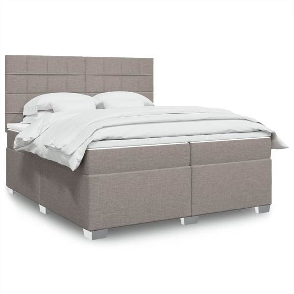vidaXL Boxspringbett mit Matratze Taupe 200x200 cm Stoff, 3290599