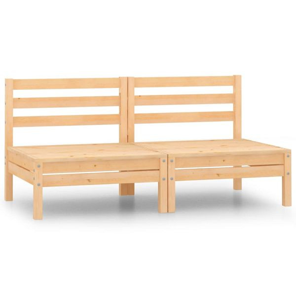 vidaXL Garten-Mittelsofas 2 Stück Massivholz Kiefer, 806587