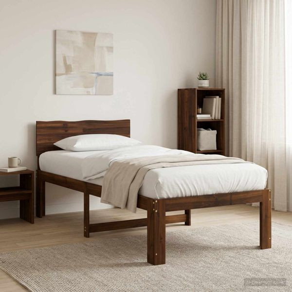 vidaXL Einzelbettgestell mit Kopfteil ROSTOCK Dunkelbraun 100 x 200 cm, 903458