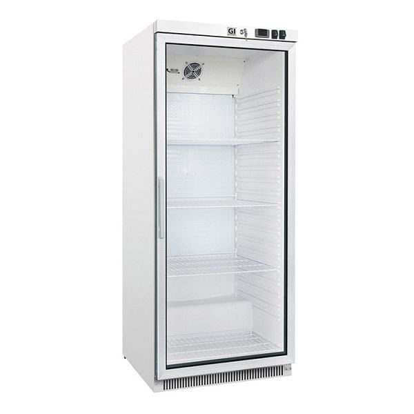 Gastro-Inox Kühlschrank aus weißem Stahl mit Glastür 600 Liter, statisch gekühlt mit Ventilator, Nettokapazität 580 Liter, 204.004