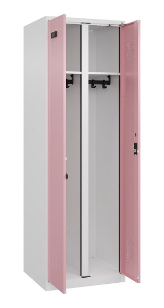 C+P Schwarz-Weiß-Spind Evolo PLUS, 2 Abteile, 1850x600x500mm, 9016/3015, Zylinderschloss, 049002-20 S10045