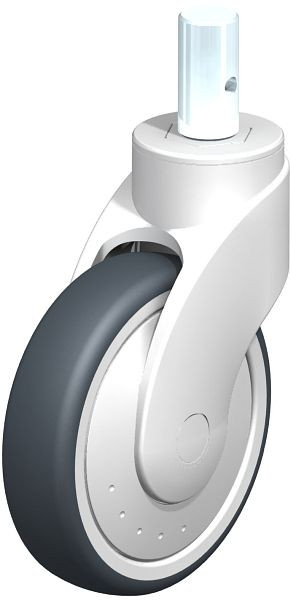 Blickle LWK-TPA 126K-FK-ZA55 Kunststoff-Lenkrolle WAVE mit Zapfen, Thermoplastisches Gummi-Elastomer, Grau, 743248