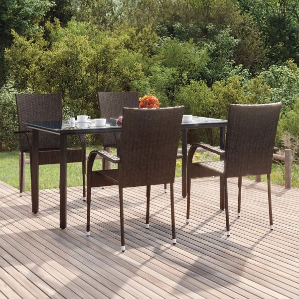 vidaXL 5-tlg. Garten-Essgruppe Braun Poly Rattan, 3156660