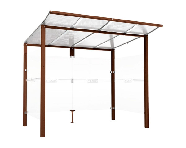 Procity Wartehalle Modulo - Mit Seitenverkleidungen, Farbe Rost Korken Effekt, Maße: Breite 2500 x Höhe 2250 x Tiefe 2000 mm, 529670.S025