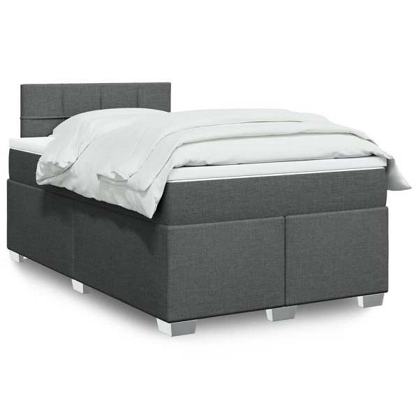 vidaXL Boxspringbett mit Matratze Dunkelgrau 120x200 cm Stoff, 3285856