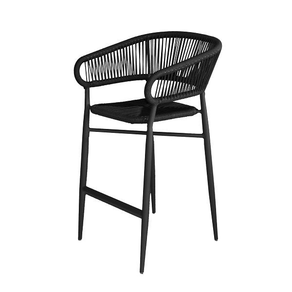 Feros Flint Stapelbarer Barstuhl, schwarzer Rahmen + Seil, 150512