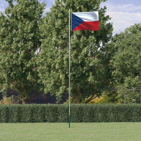 vidaXL Tschechische Flagge mit Mast 6,23 m Aluminium, 3147109