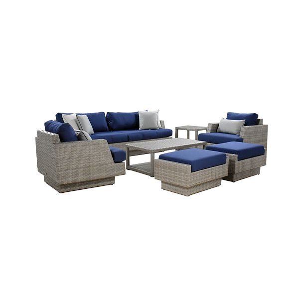 HOME DELUXE Rattanlounge MALIBU inklusive Abdeckung – Hellgrau, 51847