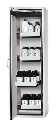 asecos Gefahrstoffschrank GA-600-4, 600 mm, 4 Auszugswannen, Tür rechts, grau, 3023000130267