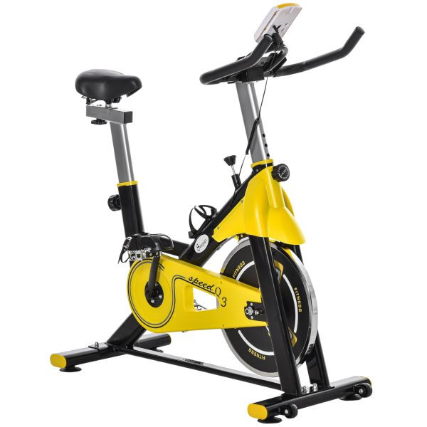 HOMCOM Fahrradtrainer höhenverstellbar Rollentrainer Stahl ABS Gelb+Schwarz, A90-213V01