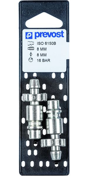 Prevost Nippel Iso B für Schlauchanschluss mit Ohrklemmen auf Lochplatten, für Schlauch mit Innen-Ø= 8 mm, VE: 2 Stück, IRP 086808P2