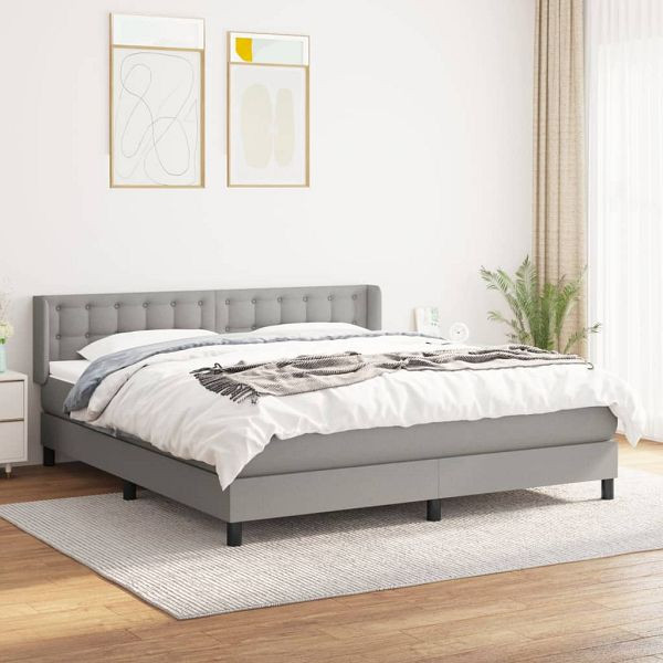 vidaXL Boxspringbett mit Matratze Hellgrau 160x200 cm Stoff, 3130041