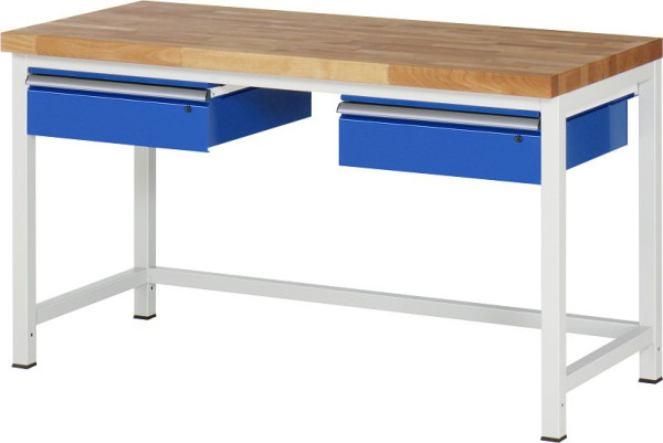 RAU Werkbank Serie 8000 - Gestell-Bauweise (Schweißgestell), 2x Schublade, 1500x840x700 mm, 03-8002A1-157B4S.11