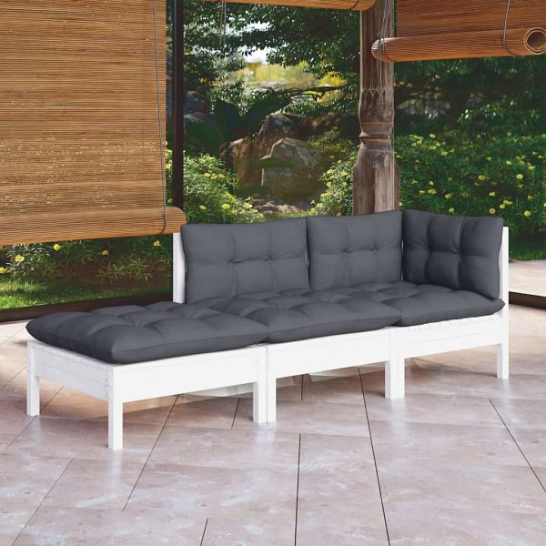 vidaXL 3-tlg. Garten-Lounge-Set mit Kissen Kiefer Massivholz, 3096281