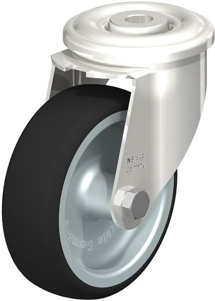 Blickle LEXR-PATH 100G Edelstahl-Lenkrolle mit Rückenloch, Thermoplastisches Polyurethan, Grau, 847098