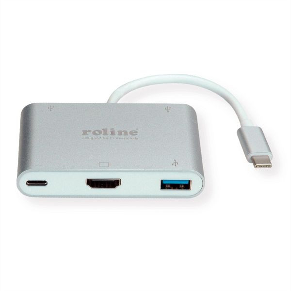 ROLINE Display Adapter USB Typ C - HDMI + 3x USB 3.2 Gen 1 Typ A + PD, 12.02.1134